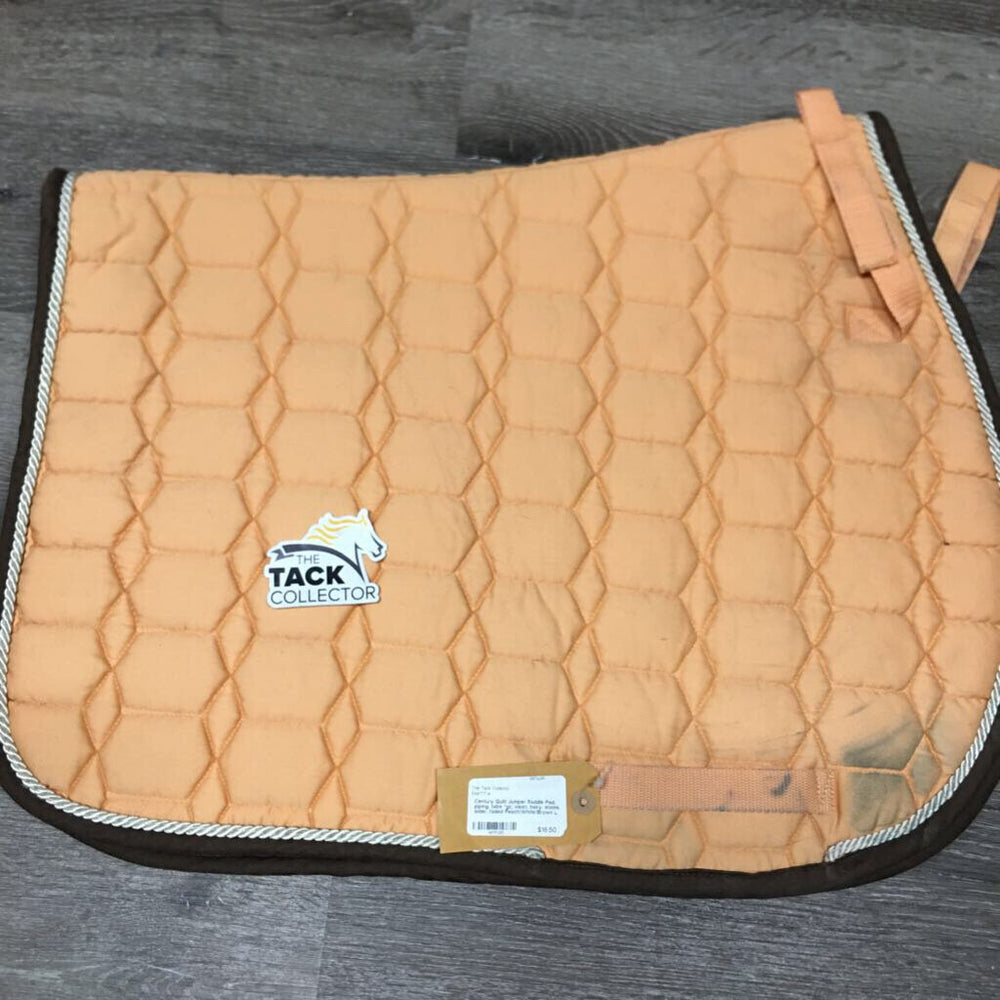 Quilt Jumper Saddle Pad, piping, tabs *gc, clean, hairy, stains, older, faded