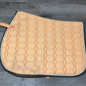 Quilt Jumper Saddle Pad, piping, tabs *gc, clean, hairy, stains, older, faded