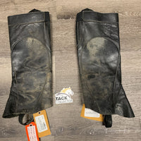 Pr Leather Half Chaps, velcro sides & top strap *gc, dirt, older, scratches, v.rubbed
