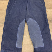 "Highland" Denim Euroseat Breeches *gc, mnr rubs/pills, threads, hair & faded edges
