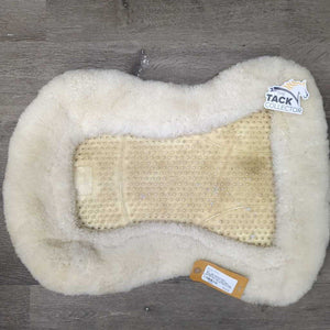 Non - Slip Gummy Rolled Sheepskin Half Pad *gc, clean, bubbled/stiff side, rough/thin edge, mnr dirt, hair, residue