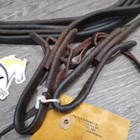 Leather Split Reins, Water Loop Ends *gc, dirty, discoloured, residue, scratches, dents
