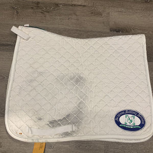 Quilt Dressage Saddle Pad, tabs *gc, stains, puckered, mnr hair, pills, clean, dingy