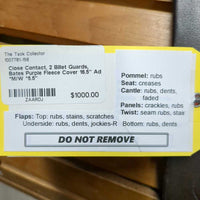 16.5" Adj *M/W *5.5" Schleese JES Close Contact, 2 Billet Guards, Bates Purple Fleece Cover, Rear Gusset Panels, Wool Flocking, Flaps: 14"L x 12"W *No Serial #