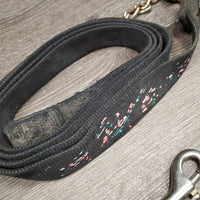 Flat Nylon Lead Rope, 24" nose chain *gc/fair, dirty, faded, threads, rusty, older, snags, frays
