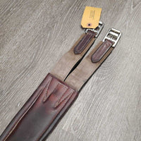 Padded Leather Girth, x1 *gc, clean, older, hairy seams, dirt, rubs, stains, curled edge
