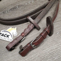 Pr Thick Rubber Reins, buckles *gc, clean, rubs, twists, dirt, loose keeper, twisted liner, thin rubber edges
