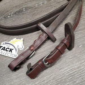 Pr Thick Rubber Reins, buckles *gc, clean, rubs, twists, dirt, loose keeper, twisted liner, thin rubber edges