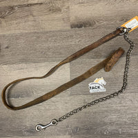 Flat Leather Lead Shank, 30" Nose Chain *gc/fair, v.chewed, curled, rubs, stains, slices
