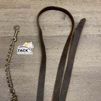 74" Soft Flat Leather Lead Shank, 24" Nose Chain *gc, clean, rust, scraped, twist, dents edges
