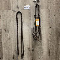 Narrow Soft Rsd Bridle, Braided Reins *gc, rubs, clean, faded, dirt residue, loose hook, bent nose
