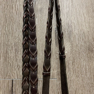 Narrow Soft Rsd Bridle, Braided Reins *gc, rubs, clean, faded, dirt residue, loose hook, bent nose