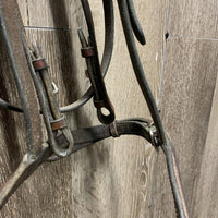 Narrow Rsd Bridle *gc, older, loose & tight keepers, film, residue, stiff, dry, creases, loose hook
