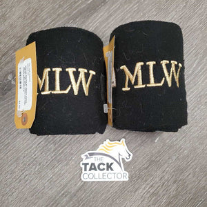 Pr Fleece Polos "MLW" *gc, pilly, clean, mnr hair, faded