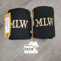 Pr Fleece Polos "MLW" *gc, pilly, clean, mnr hair, faded
