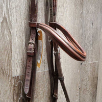 Narrow Rsd Monocrown Bridle, Soft Rubber Reins *gc, clean & mnr dirt, film, dry & scraped edges, loose hook, mismatched reins