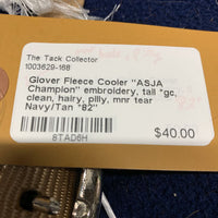 Fleece Cooler "ASJA Champion" embroidery, tail *gc, clean, hairy, pilly, mnr tear
