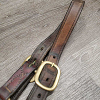 Triple Stitch Leather Halter *fair, older, dents, stained/discolour, oxidization, name plate holes, rubbed, dry
