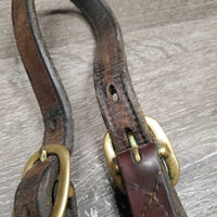 Triple Stitch Leather Halter *fair, older, dents, stained/discolour, oxidization, name plate holes, rubbed, dry
