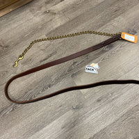 96" Soft Thick Leather Lead Shank, 31" Brass Nose Chain *xc, mnr dents, nameplate holes, clean
