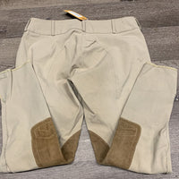 Side Zip Euroseat Breeches *gc, discolored seat & legs, hairy velcro, seam puckers, pulled seat seams, mnr stain
