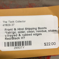 Front & Hind Shipping Boots *fair/gc, older, clean, residue, stains, v.frayed & rubbed edges
