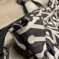 Rolling Equipment Bag, Zip, Wheels, handle *gc/fair, dirt, threads, faded, stretched & ripped mesh pockets, zipper: rips & holes, holey/frayed edges

