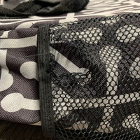 Rolling Equipment Bag, Zip, Wheels, handle *gc/fair, dirt, threads, faded, stretched & ripped mesh pockets, zipper: rips & holes, holey/frayed edges
