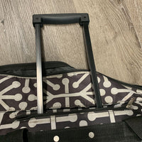 Rolling Equipment Bag, Zip, Wheels, handle *gc/fair, dirt, threads, faded, stretched & ripped mesh pockets, zipper: rips & holes, holey/frayed edges
