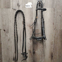 Rsd Thick Double Bridle, Braided Reins *gc/fair, keepers: broken & missing, older, 0 Flash, v.rubbed/holes
