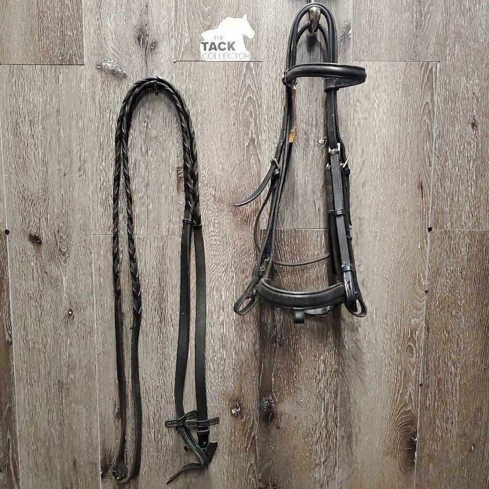 Rsd Thick Double Bridle, Braided Reins *gc/fair, keepers: broken & missing, older, 0 Flash, v.rubbed/holes