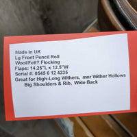 17.5 MW *5" Crosby Close Contact, 2 Billet Guards, Lg Front Pencil Roll, Wool/Felt? Flocking, Flaps: 14.25"L x 12.5"W Serial #: 0545 6 12 4235
