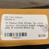 Pr Fleece Polo Wraps *gc, clean, clumpy, discolored edges, edges: pilly & stained