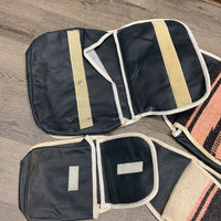 Horn & Pommel Saddle Trail Bags, Blanket Top *gc, mnr stains, dirt, older, loose edge & threads, v.rubbed edges
