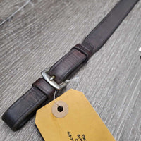 Flat Wide Leather Standing Martingale Attachment, buckle end *gc, mnr residue, stains, creases, loop: dry & cracks
