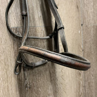 Rsd Bridle, Rubber Lined Reins *gc/fair, dirty, peeled rubber, v.tight keeper, twist, xholes
