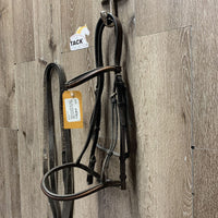 Rsd Bridle, Rubber Lined Reins *gc/fair, dirty, peeled rubber, v.tight keeper, twist, xholes
