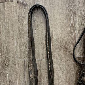 Rsd Bridle, Rubber Lined Reins *gc/fair, dirty, peeled rubber, v.tight keeper, twist, xholes