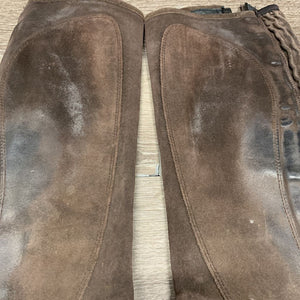 Pr Hvy Suede Half Chaps *gc, dirt, rubs, stains, faded, older