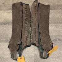 Pr Hvy Suede Half Chaps *gc, dirt, rubs, stains, faded, older
