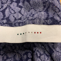 "Sofia" v.light SS Show Shirt, 1/4 Button Up, attached Button Collar, Bling *gc, pills, seam puckers
