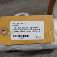 4 Cotton Canvas Leg Wraps, velcro *vgc, clean, mnr stains & frayed edges, marker
