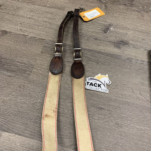 Hvy Elastic Breastplate, Adjustable Running Attachment, snaps *gc/fair, clean, older, stains, dry, film, v.stiff, CRACKING, xholes