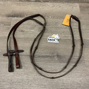 Thin Rubber Web Reins, 2x leather stoppers *vgc, clean, rubber: dry, thin & peeling rubber