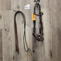 Narrow Rsd Bridle, Braided Reins, flash *gc, older, clean, film, residue, xholes
