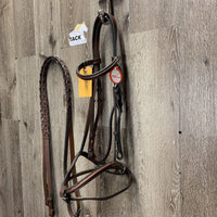 Narrow Rsd Bridle, Braided Reins, flash *gc, older, clean, film, residue, xholes
