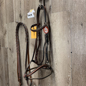 Narrow Rsd Bridle, Braided Reins, flash *gc, older, clean, film, residue, xholes