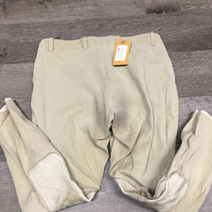 Side Zip Breeches *gc, older, dingy, discolored seat & legs, shrunk knees, seam puckers, stains