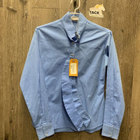 LS Show Shirt, 2 Button Collars *gc, seam puckers, crinkled & mnr stains: collars & cuffs, older
