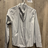 LS Show Shirt, attached button collar *gc, crinkled, older, seam puckers
